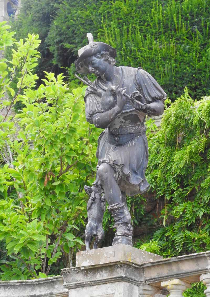 Powis Castle Statue Musician Bagpipe